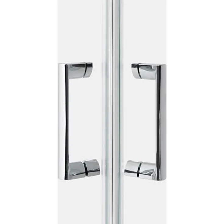 Beliani Duschkabine Silber, Sicherheitsglas mit Aluminium Rahmen, Eckeinstieg, Magnetschloss, doppelte Schiebetüren, 90x90x185cm, modernes Design – Bild 5