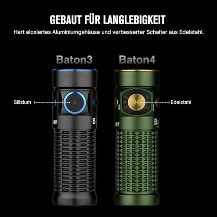 OLIGHT Baton 4 LED Taschenlampe, 1.300 lm, wiederaufladbar, 170 m Leuchtweite, robuster Metallschalter – Bild 5
