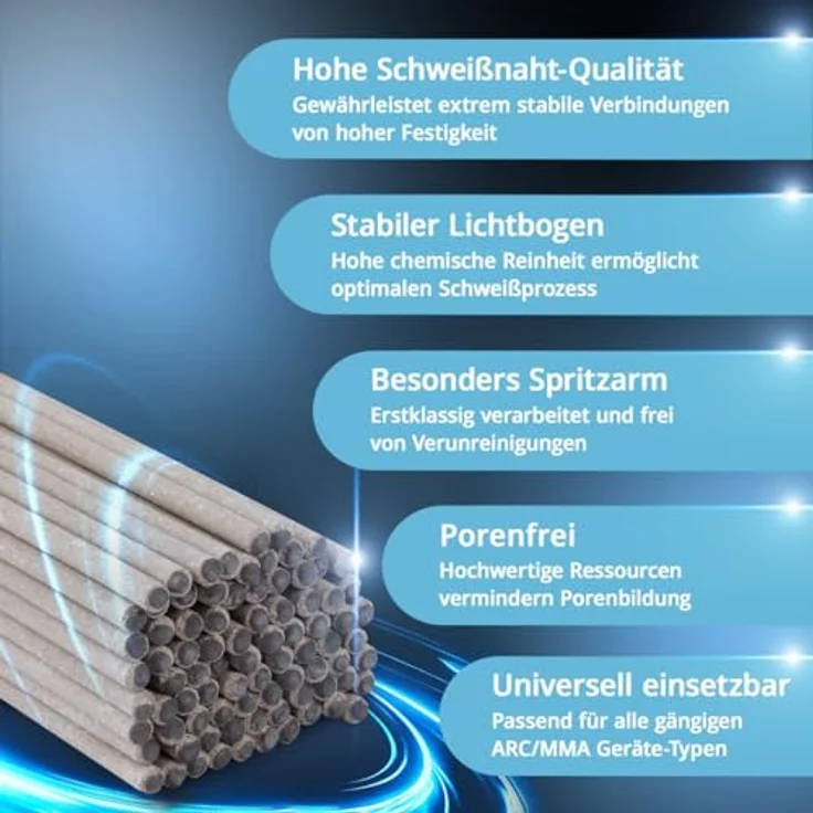 STAHLWERK Stabelektroden-Set, rutilumhüllte Schweißstäbe AWS E6013 RR, 60 Stück in 2,0 x 300 mm, 2,5 x 350 mm, 3,2 x 350 mm, wasserfester Elektrodenköcher mit Clip und Dichtung – Bild 4