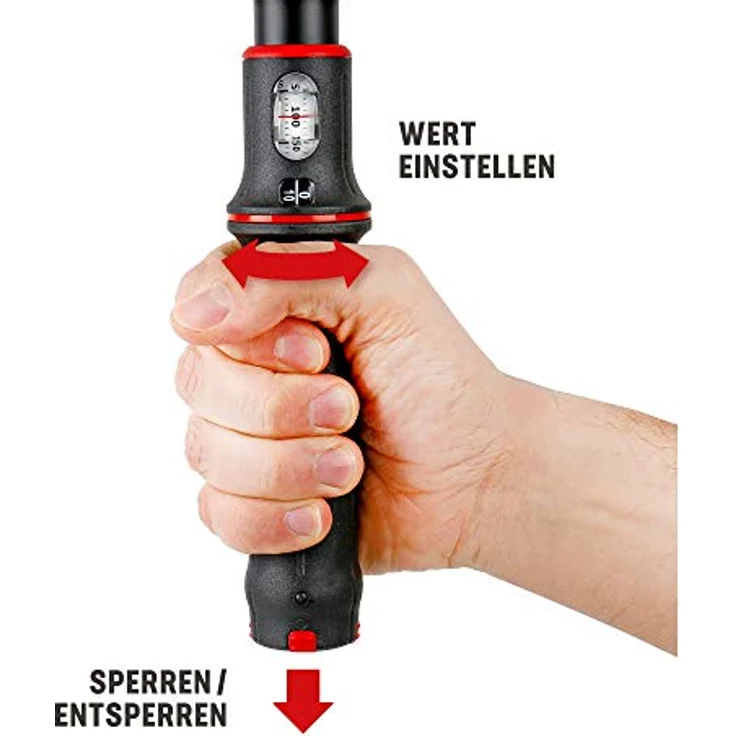 STIER Drehmomentschlüssel Premium+, Umschaltknarre mit 1/2 Zoll Aufnahme, Anzugsmoment: 40-200 Nm, Links- und Rechtsanzug, Sichtfenster für Drehmomenteinstellung am Griff – Bild 5