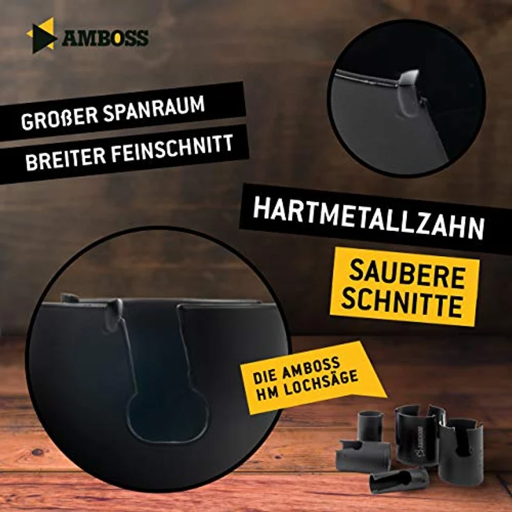 44 mm HM Lochsäge für Holz, Fliesen, Faserzement, Gips, Porenbeton, Kunststoffe - Lochbohrer/Lochkreissäge/Lochfräser - Schnitttiefe 58mm - M16 Gewinde - ohne Aufnahme – Bild 3
