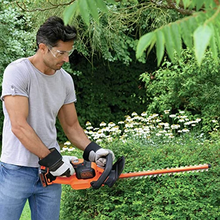 Black+Decker Akku Heckenschere (mit Antiblockierfunktion und hohem Bedienkomfort, 18 mm Schnittstärke, 18V, 45 cm Sägeblatt-Länge, ohne Akku und Ladegerät) GTC18452PCB – Bild 5