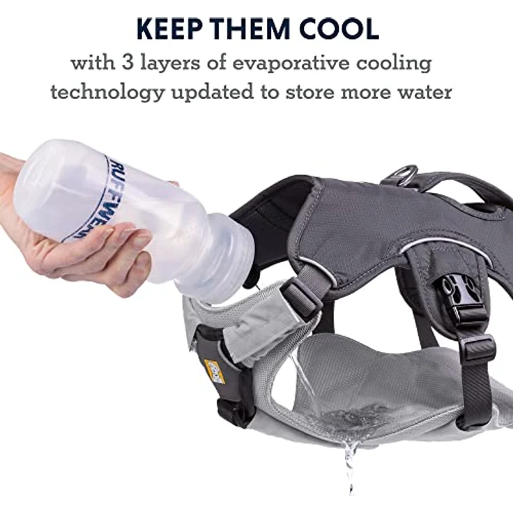 RUFFWEAR Swamp Cooler Core, 3-Lagen-Einsatz für Westen und Hundejacken, kühlender Brusteinsatz, stabilisiert Rucksäcke und Geschirre, hält Hunde bei heißem Wetter kühl, Graphite Gray, X Small – Bild 3