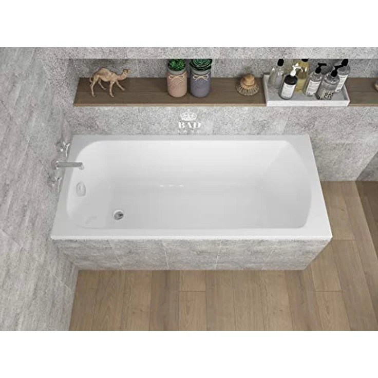 Bad Land Badewanne CLASSIC 120x70, Rechteckige Acrylwanne mit antibakterieller Beschichtung und kratzfester Oberfläche, schneeweiß – Bild 2
