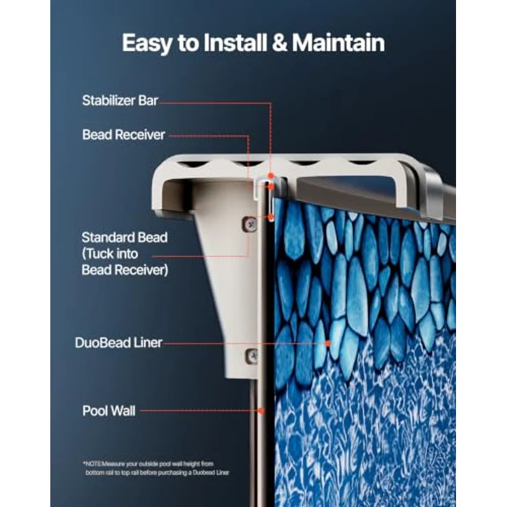 VEVOR Schwimmbeckenauskleidung, Blau, Rund, Vinyl, φ 640 cm, für 132 cm hohe Aufstellpools – Bild 4