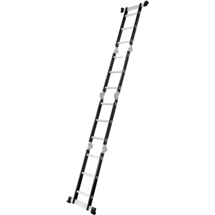 DRABEST Gelenkleiter 4x3 Sprossen mit Plattform, Aluminium und Stahl, Klappleiter, Aluleiter, Maximale Belastung bis 125 kg - Mehrzweckleiter, Ausziehleiter - 0,32 x 0,89 x 0,25 m – Bild 5
