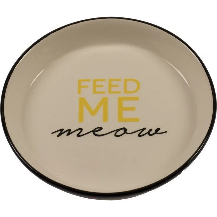 DUVO+ Futternapf Feed Me Meow, Keramik-Futternapf für Katzen, strapazierbar und pflegeleicht, Stone