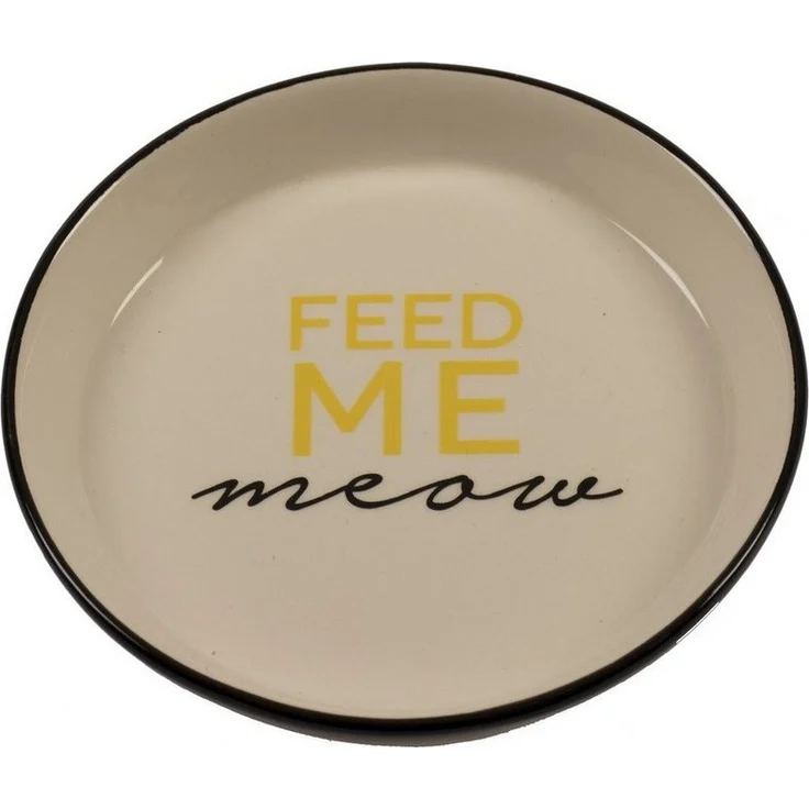 DUVO+ Futternapf Feed Me Meow, Keramik-Futternapf für Katzen, strapazierbar und pflegeleicht, Stone
