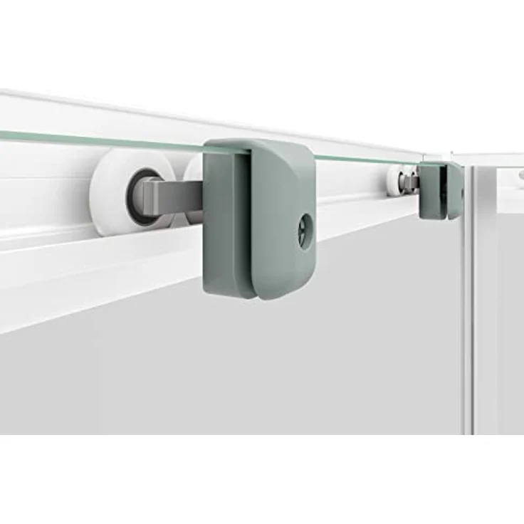 Schulte Eckdusche Corner, 180 cm Höhe, 80x80 cm, 4 mm Sicherheitsglas, Eckeinstieg mit Schiebetüren, Dekor Querstreifen, Alpinweiß – Bild 6