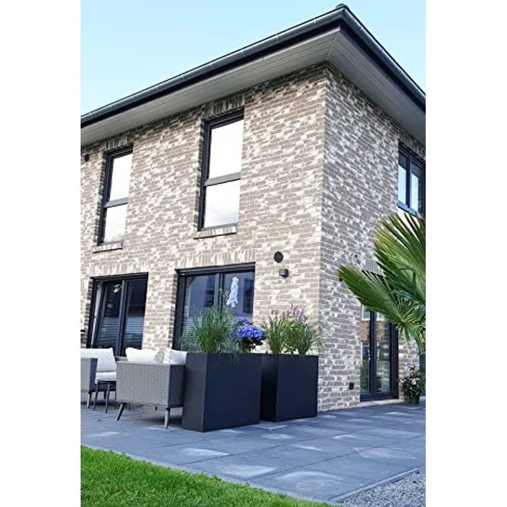 VIVANNO Pflanzkübel Raumteiler Sichtschutz Fiberglas ELEMENTO Anthrazit - 88x30x75 – Bild 5
