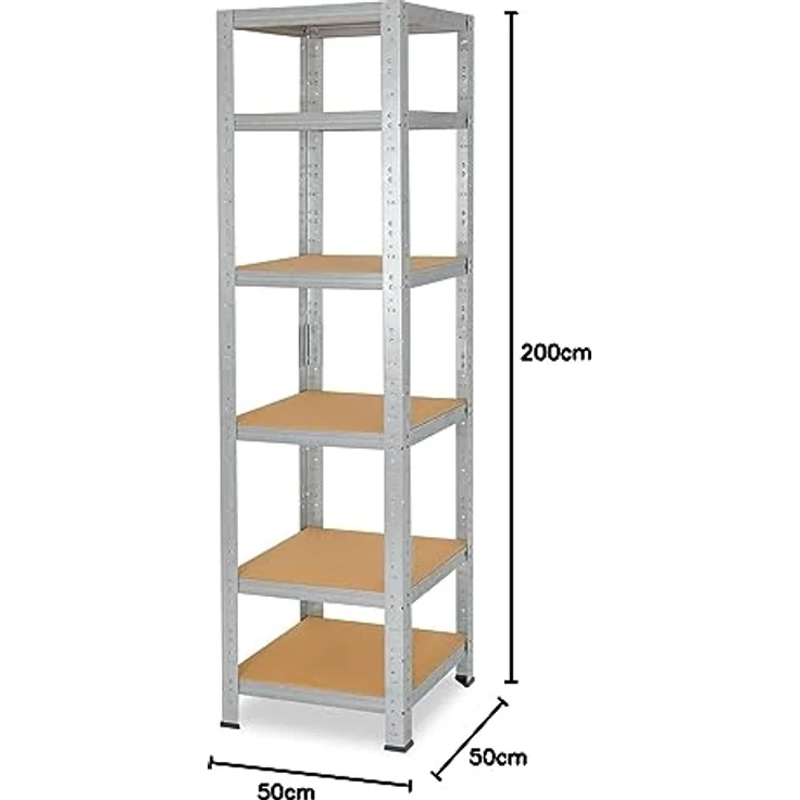 HOME Steckregal 200x50x50 cm verzinkt mit 6 Böden - Shelfplaza – Bild 2