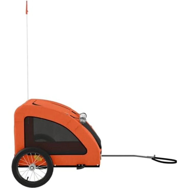 vidaXL Hunde-Transportbox Fahrradanhänger für Hunde Orange Oxford-Gewebe und Eisen mit PVC-Dach – Bild 6