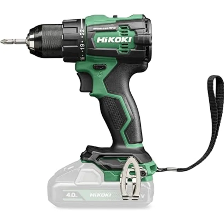 Hikoki Akku-Bohrschrauber DS18DE (Basic), Brushless Motor, 22-fach verstellbares Drehmoment, 13 mm Metall-Schnellspannbohrfutter, automatisierte Spindelarretierung, ohne Akku und Ladegerät, Kartonverpackung