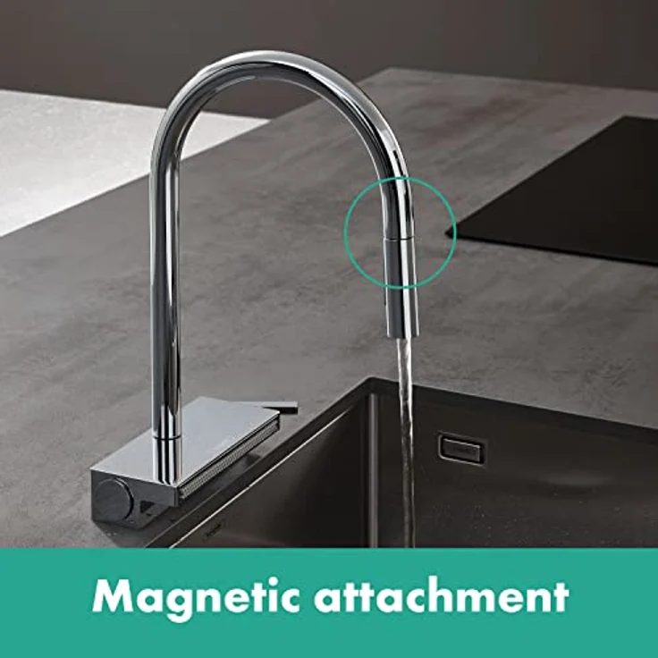 hansgrohe Aquno Select M81 Küchenarmatur, Einhebelmischer mit Ausziehbrause, 3jet Chrom, ComfortZone 170, Schwenkbereich 60°-150°, MagFit Halterung – Bild 11