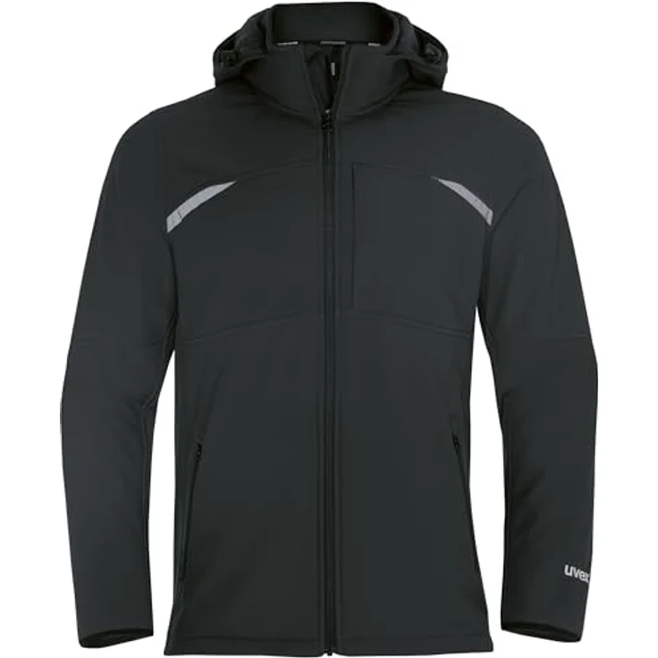 Uvex Safety, Softshelljacke uvex suXXeed craft, Arbeitsjacke mit weitenverstellbarer Kapuze, schwarz/graphit, Größe 3XL – Bild 2