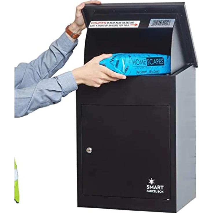 Smart Parcel Box 44x35x58 schwarz, Paketbriefkasten zur Wandmontage, für Zuhause & Unternehmen, wetterfest & rostfrei – Bild 1
