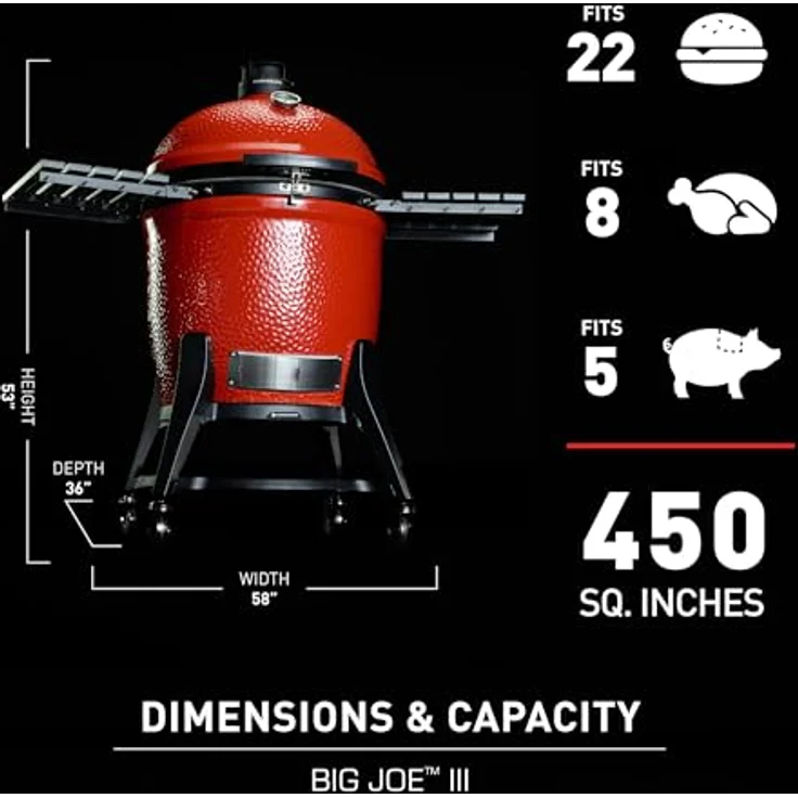 Kamado Joe Big Joe III Grill, rot/schwarz, Ø 61cm – Bild 4