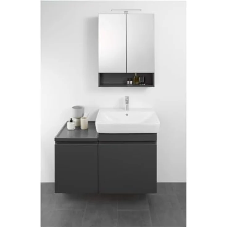 Geberit Renova Plan, Waschtisch, 60x48 cm, 1 Hahnloch, mit Überlauf, 501636, Farbe: Weiß - 501.636.00.1 – Bild 3