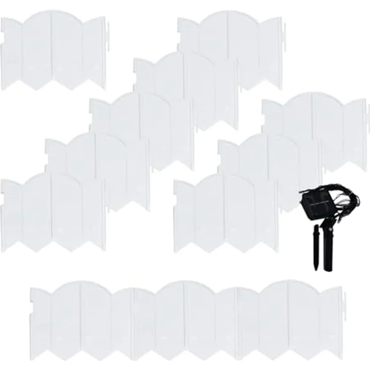 HTI-Living Beetumrandung Nessa Solar Cloud 12-teilig Weiß, Set, Beetumrandung mit 12 Modulen inkl. Solarbeleuchtung – Bild 1
