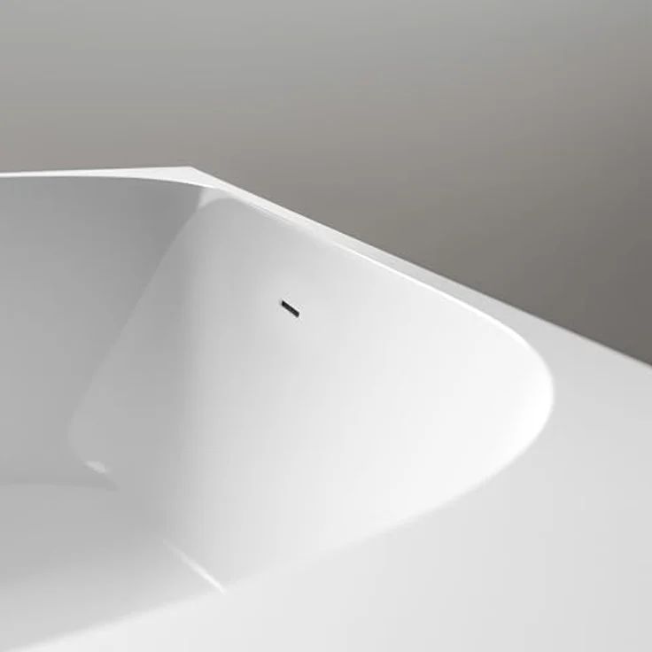 Bernstein NOVA Freistehende Badewanne, Acryl Weiß Glänzend 170x80x60 cm, doppeltwandig mit mittigem Ablauf und Pop-up-Funktion – Bild 5