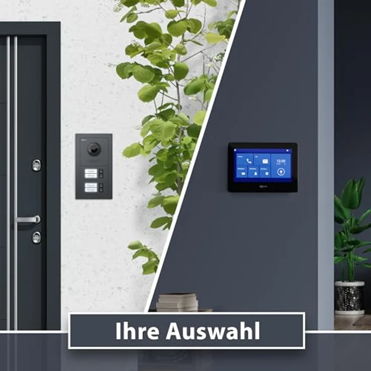 Goliath Intercom Video-Türsprechanlage Basic-Line, 4-Familienhaus mit 7 Zoll HD Monitor, 2-Draht-Technologie, Unterputz/Aufputz, Weiß/Schwarz – Bild 4