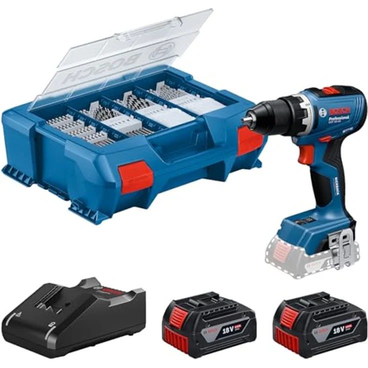 Bosch Professional 18V System Akkuschrauber GSR 18V-65 (bürstenloser Motor, kompakt, 2 x ProCORE18V 4.0Ah Akkus, 82AC, L-Koffer) – Bild 1