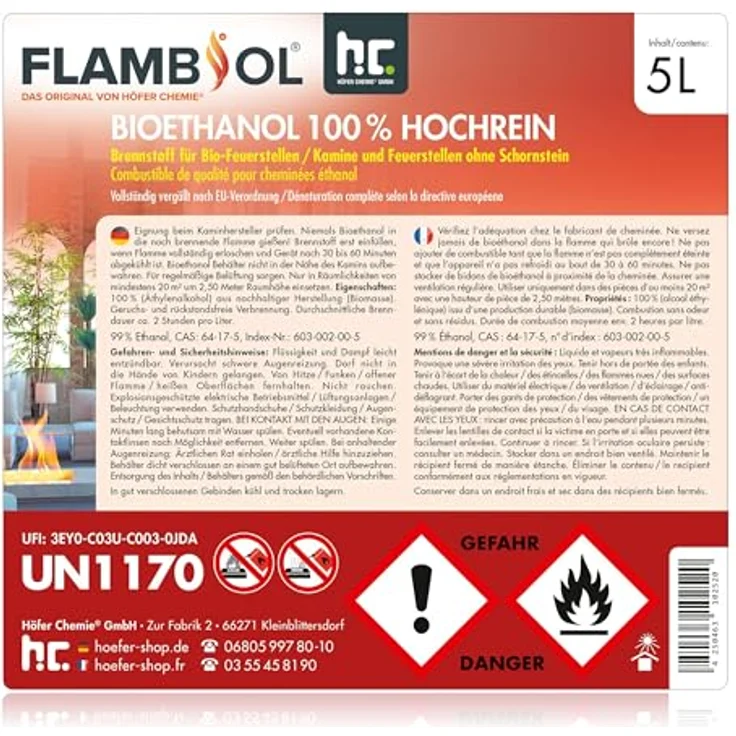Höfer Chemie GmbH 2 x 5 Liter Bioethanol 100% in 5 L Kanistern – Bild 5