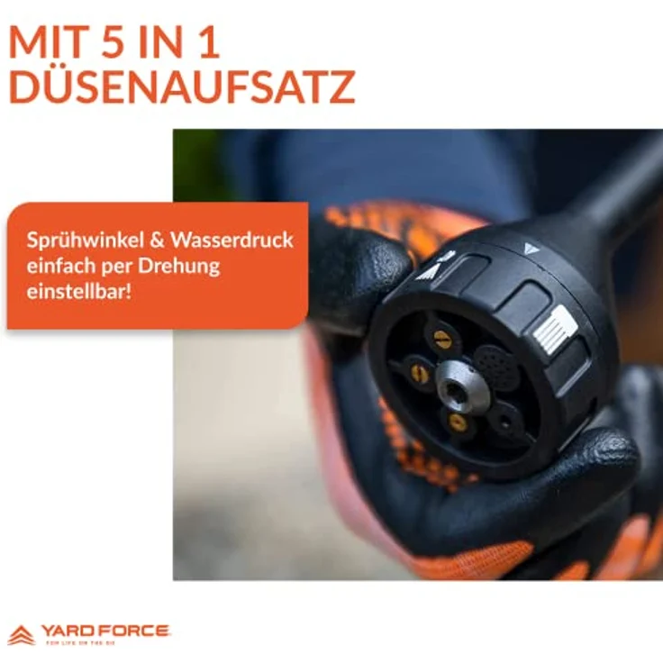 Yard Force AquaJet Akku-Hochdruckreiniger LW C02A für Bewässerung, Reinigung & Desinfektion, 20V / 2,5 Ah, max. 22 bar Druck, Durchflussmenge 180 L/h, mit Akku – Bild 4