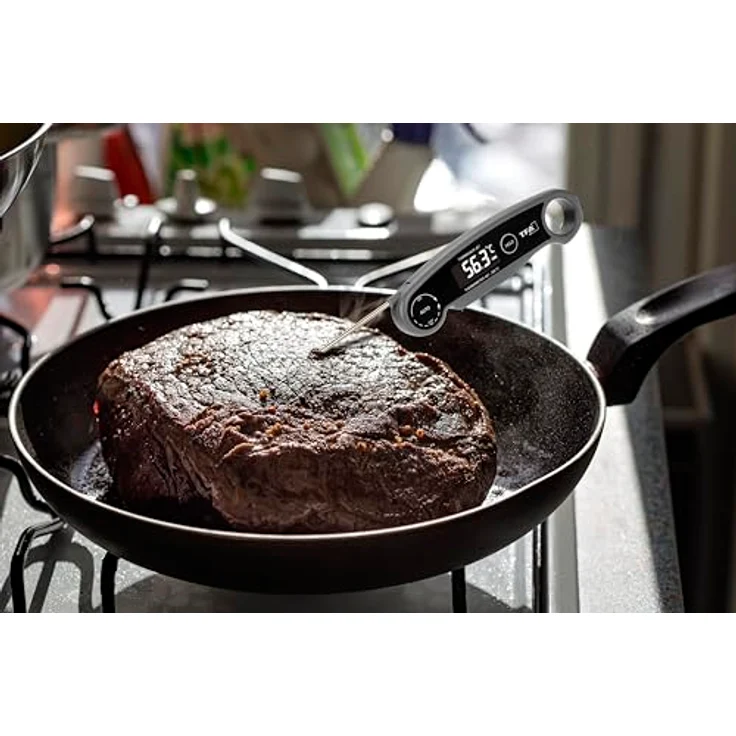 TFA Dostmann Digitales Grillthermometer Thermo Jack Jet, 30.1069, Fleischthermometer, BBQ, aufladbar über USB, abwaschbar, grau – Bild 5