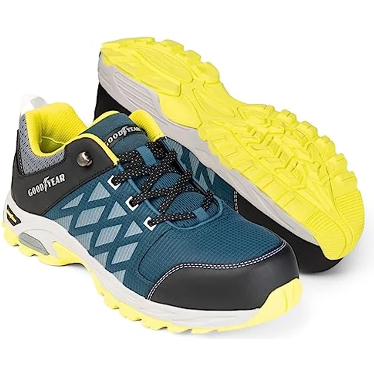 GOODYEAR S1P Sicherheitsschuhe, Atmungsaktive Arbeitsschuhe in Petrol/Gelb, Größe 45 – Bild 9