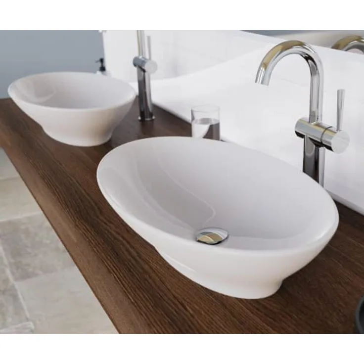 Schütte TASSONI BOWL Aufsatzwaschtisch 92551, ovale Spülschüssel, 59 x 40,5 cm, Weiß