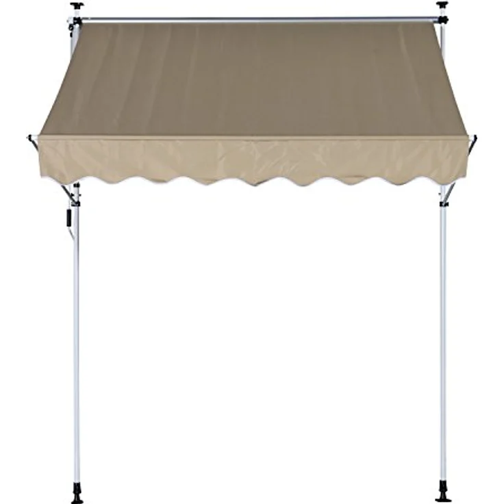 Outsunny Markise Gelenkarmmarkise Klemmmarkise Höhenverstellbar Sonnenschutz Faltarm Handkurbel Balkon Alu Beige 300 x 150cm – Bild 5