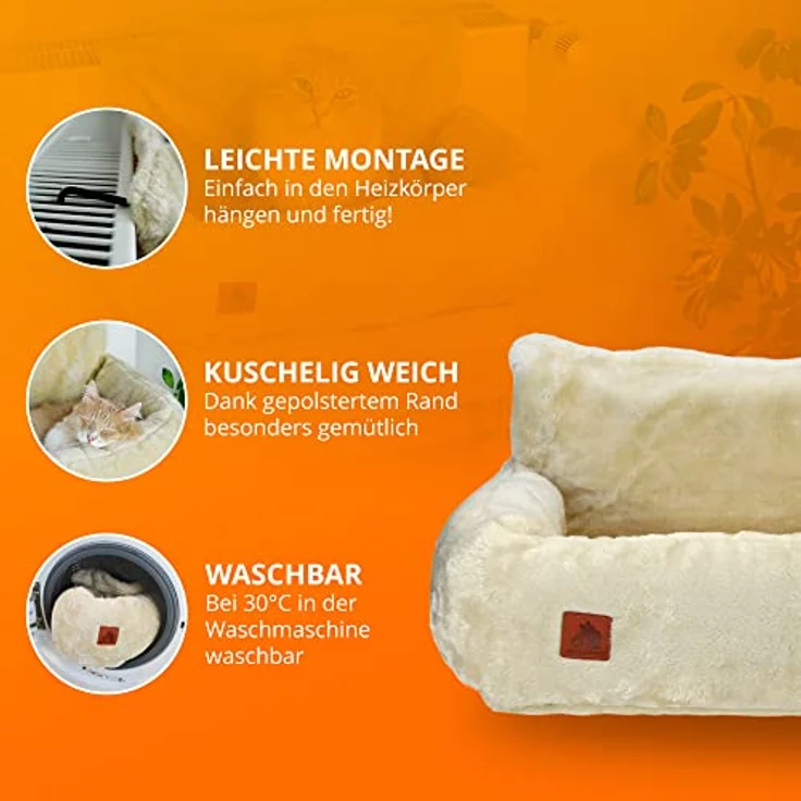 SCHLITZOHR | Premium Katzenbett | Lucky | kuschelige Heizungsliege für Katzen – Bild 3