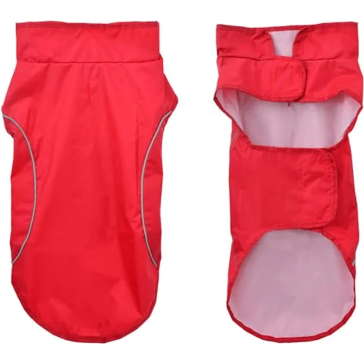 vidaXL Hunde Regenmantel, wasserdichter Hundemantel aus Polyester mit Reflexstreifen, rot, Größe XXS für Welpen – Bild 4