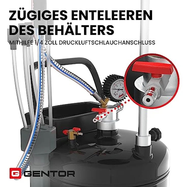 GENTOR Ölauffangwagen 80L, Ölabsaugpumpe mit höhenverstellbarer Wanne und Öl-Absaugsonden – Bild 5