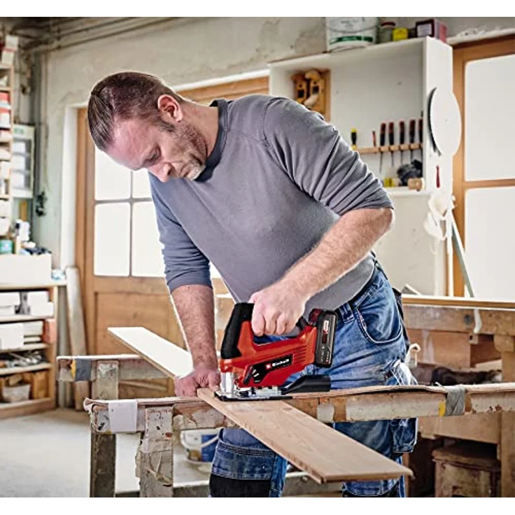 Einhell Akku-Stichsäge TC-JS 18 Li Power X-Change PXC (Li-Ion, 18V, 20 mm Hubhöhe, max. 45° Schrägschnitte, Pendelhubfunktion, werkzeuglose Sägeblattaufnahme, inkl. Sägeblatt, ohne Akku und Ladegerät) – Bild 5