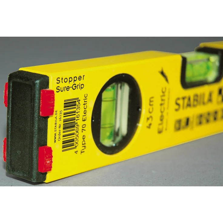 STABILA Elektriker-Wasserwaage Type 70 Electric, 43 cm, leichtes Alu-Profil, 1 Horizontal-Libelle, 1 Vertikal-Libelle, Markierlöcher, Made in Germany – Bild 8