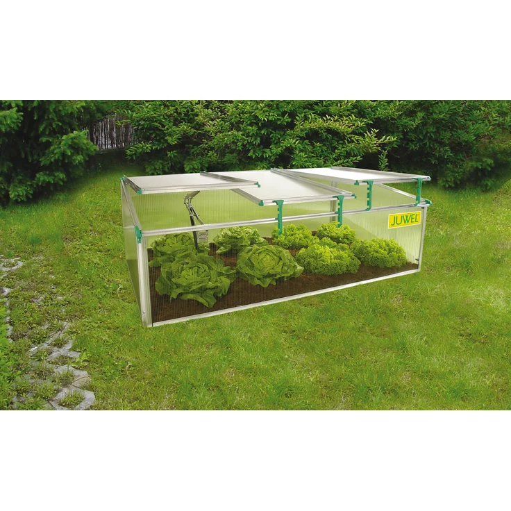 JUWEL Frühbeet Blumenbeet Biostar 1500 + Fensterautomat, Maße 150x80x50-40 cm – Bild 1