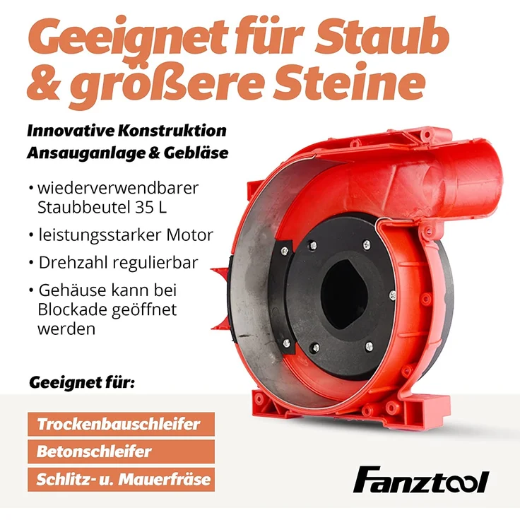 FANZTOOL mobile Absauganlage 900W mit wiederverwendbaren Staubbeutel und Metallgehäuse, Späneabsauganlage geeignet für Werkstatt und Baustelle – Bild 5