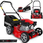 MASKO Benzin Rasenmäher 5in1 Radantrieb EasyClean Reinigungsfunktion Mulchfunktion Seitenauswurf hohe Schnittbreite 8-fache Schnitthöhenverstellung | 4 Takt Motor | inkl. Fangkorb Rot - Schwarz, Schnittbreite 42cm - Preisvergleich