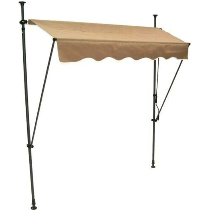 Apex Klemmmarkise 350cm, Balkonmarkise Sonnenschutz, Teleskopstangen, beige – Bild 6
