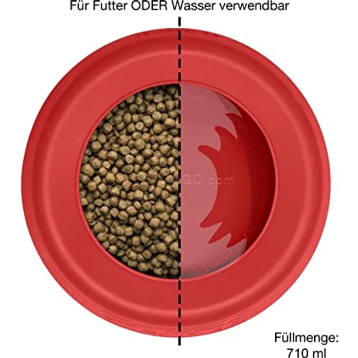 Kurgo Anti-Schlabber-Napf Splash-Free Wander Water Bowl, auslaufsicherer Napf aus lebensmittelechtem Silikon, 710 ml, rot – Bild 3