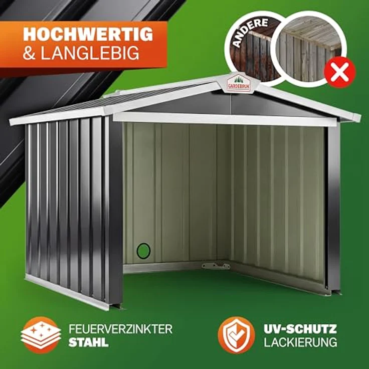 Gardebruk Mähroboter Garage Metall Wetterbeständig Kabelführung 4x Erdanker Carport Rasen Garten 4251776601908 – Bild 8