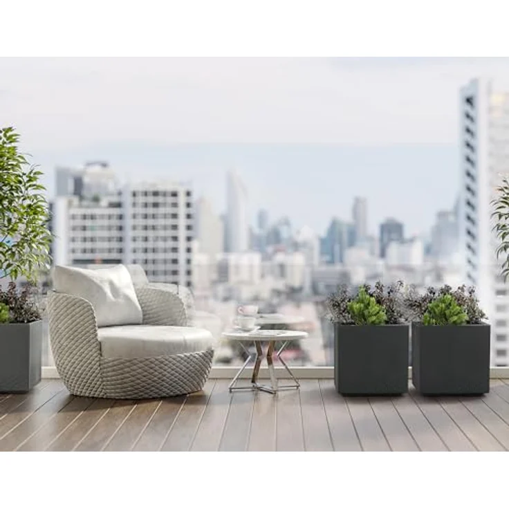 ONDIS24 Pflanzkübel Caro 40, Blumenkübel in Beton Optik mit 36L Volumen, frostsicher, UV-beständig und mit Rollen, 100% recycelter Kunststoff – Bild 4