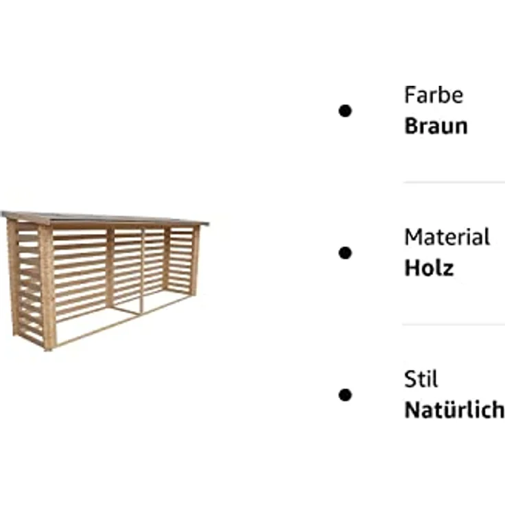 Holz Kaminholzregal TIMBELA M203 - Brennholzregal B450xL112xH199 cm/ 4m2 Holzhalter für Garten - Fahrrad Schuppen - Wasserfestes Dach – Bild 5