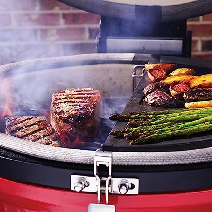 Kamado Joe Classic Joe Grillerweiterung, Fleischhalter mit 60% mehr Kochfläche, Silber – Bild 4