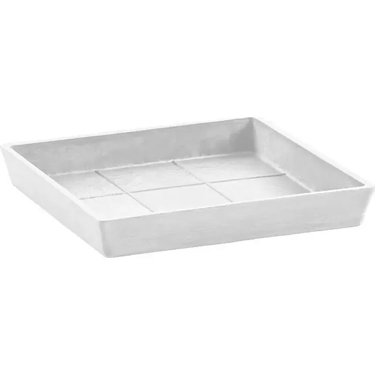 Ecopots Rotterdam Untersetzer, Blumentopf Untersetzer aus Recyclingkunststoff, 18 x 18 x 2,5 cm, Weiß