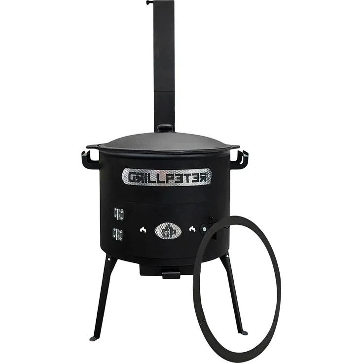 Grillpeter Utschak Asamat Ø40 cm mit Kazan 10L, Gusseisen mit Aludeckel, schwarz