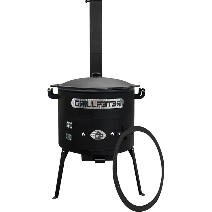 Grillpeter Utschak Asamat Ø40 cm mit Kazan 10L, Gusseisen mit Aludeckel, schwarz