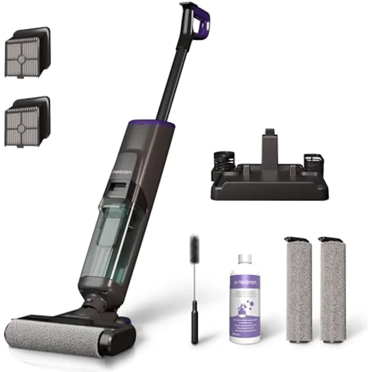 Noaton AVC220 Nass-Trocken-Sauger, Selbstreinigung Kabelloser Bodenreiniger, HEPA-Filter, LED-Anzeige, 50min Laufzeit, Ladestation, Hartböden, Tierhaare